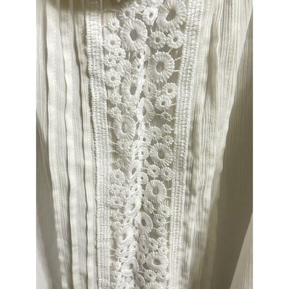 New York & Co Womens M White Embroidered Peasant Top - Picture 8 of 10